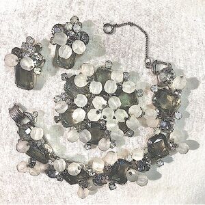 Juliana Delizza Elster Topaz 3 Piece Set Bracelet Earrings Brooch Pin Cha Cha